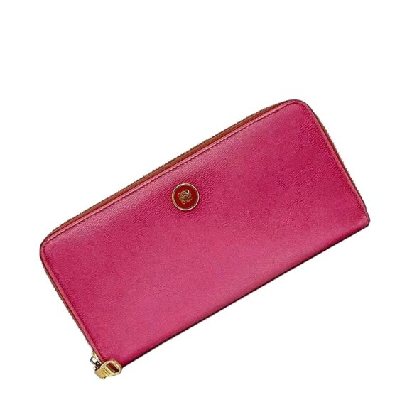 Loewe Round Zipper Long Wallet Pink Anagram Wallet Leather